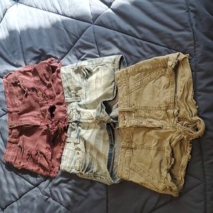 Three denim shorts multiple brands